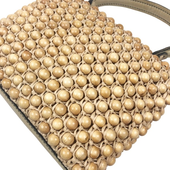 Vintage Italian Koret Handmade Wood Bead Luxury Woven Chic Unique Hand Bag Purse - Picture 6 of 16